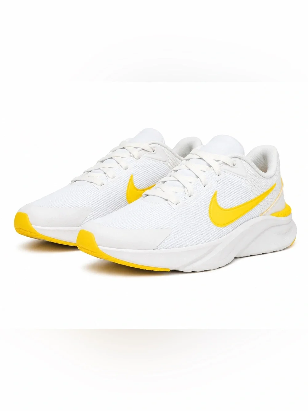 Nike White and Yellow Sneakers with Breathable Mesh and Cushioned Midsole
